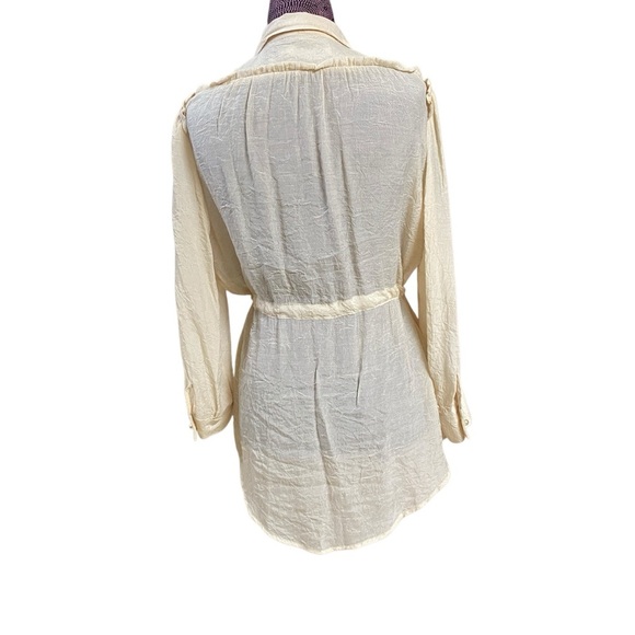See By Chloe Sz 10 Crinkle Beige Drawstring Top *Flaw - Picture 3 of 7